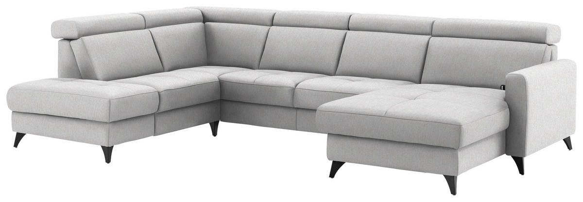 WOHNLANDSCHAFT Flachgewebe Naturfarben  - Schwarz/Naturfarben, Konventionell, Textil/Metall (215/333/174cm) - Beldomo System