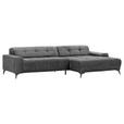 ECKSOFA in Cord Dunkelgrau  - Dunkelgrau/Schwarz, KONVENTIONELL, Textil/Metall (295/165cm) - Carryhome