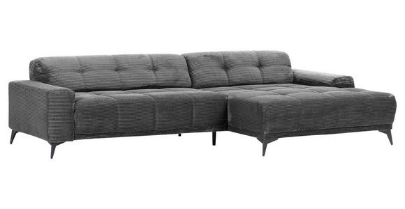 ECKSOFA in Cord Dunkelgrau  - Dunkelgrau/Schwarz, KONVENTIONELL, Textil/Metall (295/165cm) - Carryhome