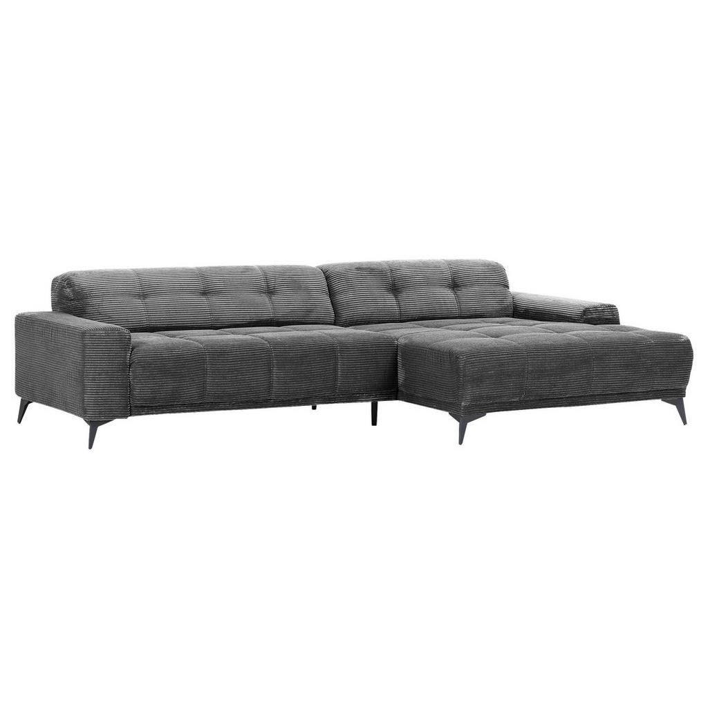 Thumbnail - Carryhome Ecksofa, Dunkelgrau, Textil, 2-3-Sitzer, Ottomane rechts, L-Form, 295x165 cm, seitenverkehrt erhältlich, Rücke...