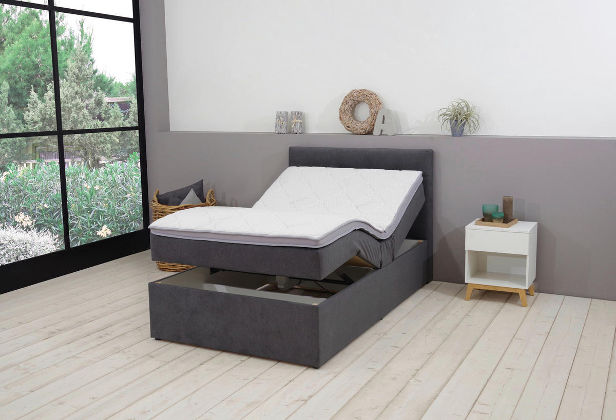 BOXBETT 100/200 cm  in Anthrazit  - Anthrazit/Schwarz, Konventionell, Kunststoff/Textil (100/200cm) - Carryhome