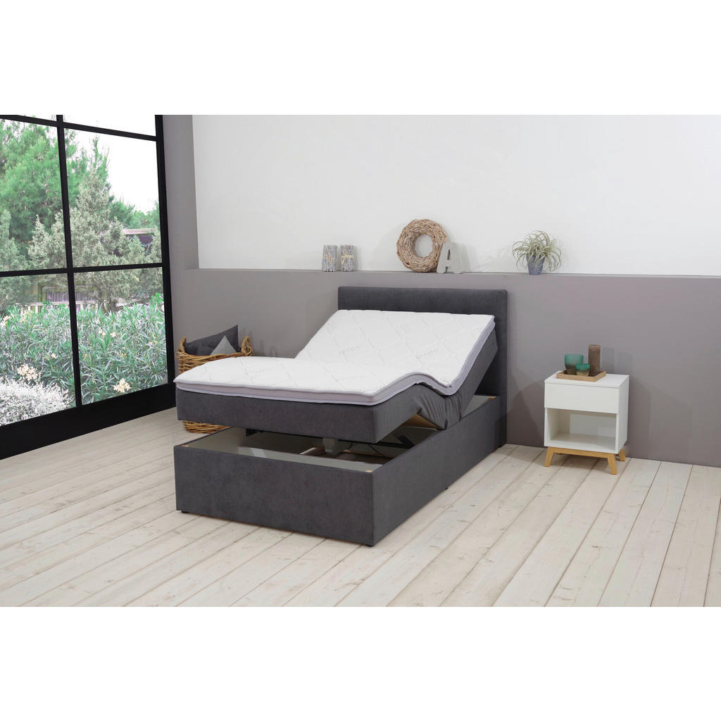 Thumbnail - Carryhome Boxbett, Anthrazit, Textil, H3, 7-Zonen, Höhe ca. 12 cm, 120x200 cm, Stoffauswahl, Topper durchgehend, in vers...