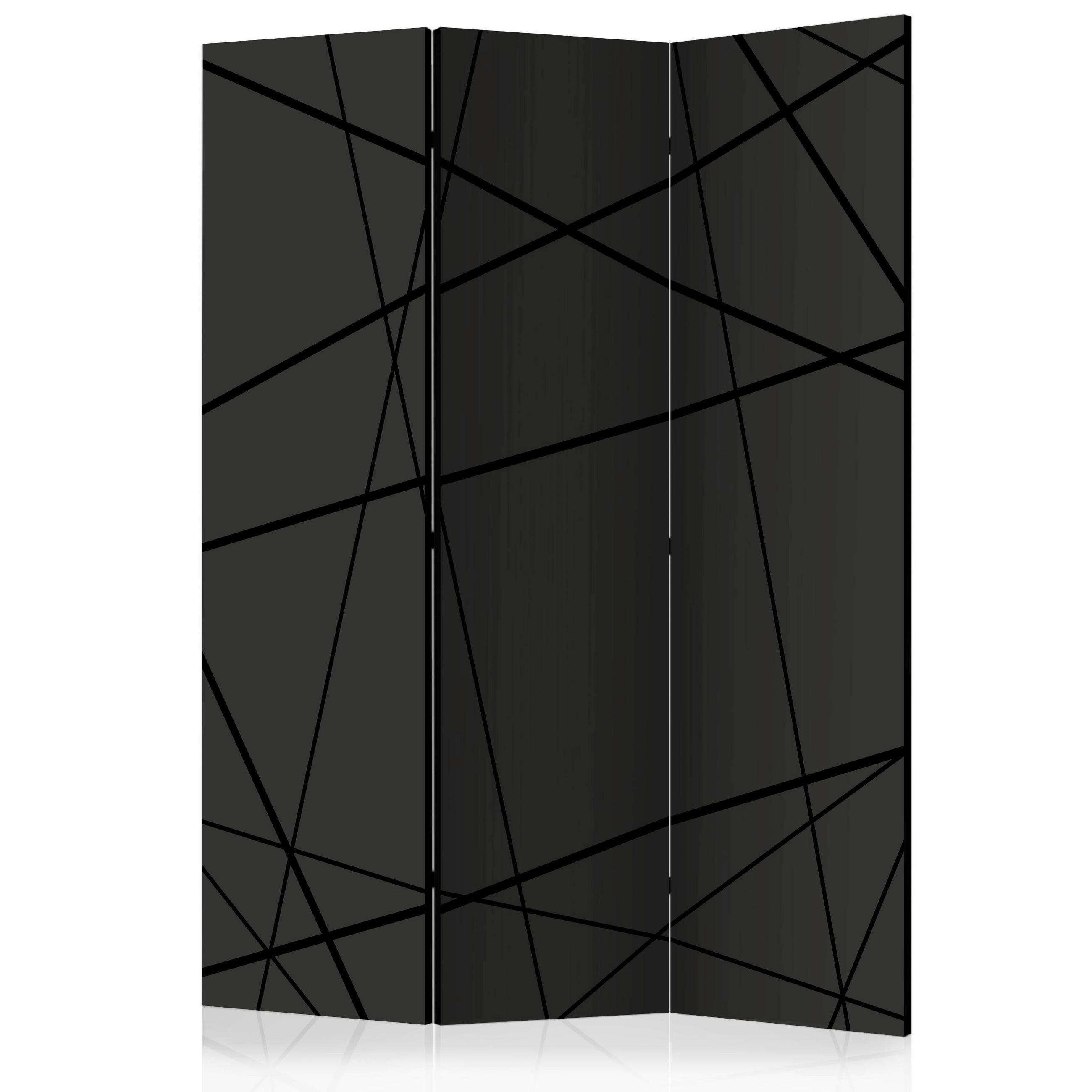 PARAVENT mit 3  Flügel - Anthrazit/Schwarz, Basics, Holz/Textil (135/172/3cm) - artgeist