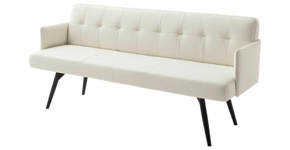 SITZBANK 207/85/69 cm Lederlook Weiß Metall  - Schwarz/Weiß, Design, Textil/Metall (207/85/69cm) - Johann Jakob