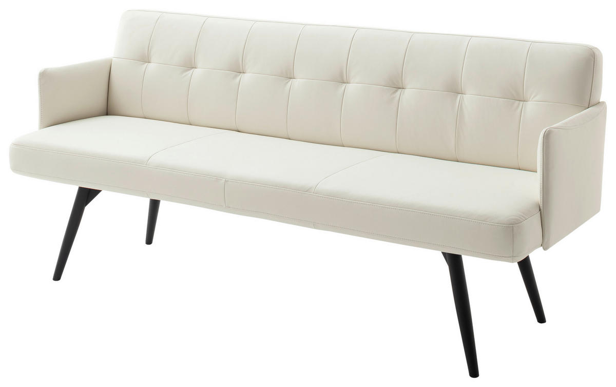 SITZBANK 207/85/69 cm Lederlook Weiß Metall  - Schwarz/Weiß, Design, Textil/Metall (207/85/69cm) - Johann Jakob