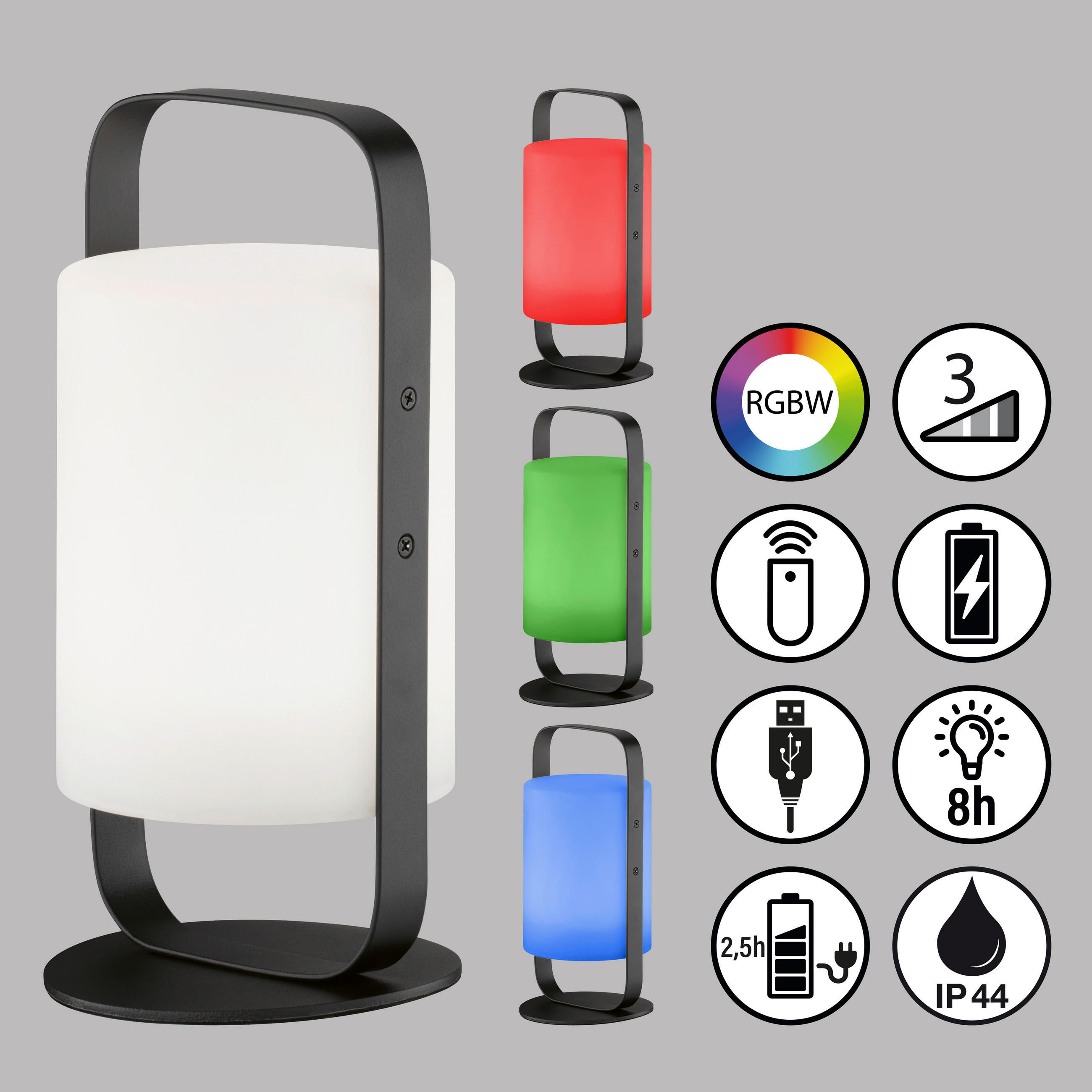 AKKU-TISCHLEUCHTE Casoli 12/25 cm   - Sandfarben/Schwarz, KONVENTIONELL, Kunststoff/Metall (12/25cm)