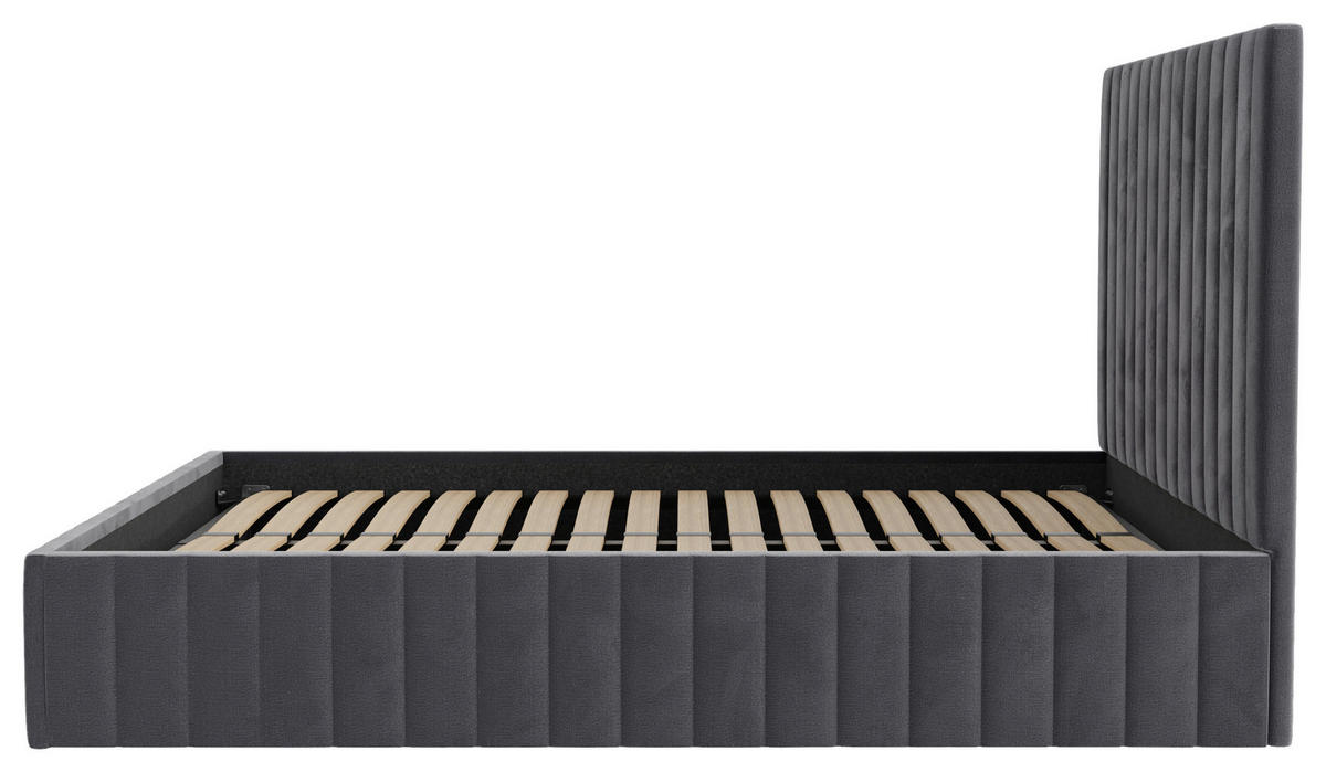 POLSTERBETT Bettkasten, Lattenrost 160/200 cm  in Anthrazit  - Anthrazit/Schwarz, Design, Holz/Textil (160/200cm) - Boxxx