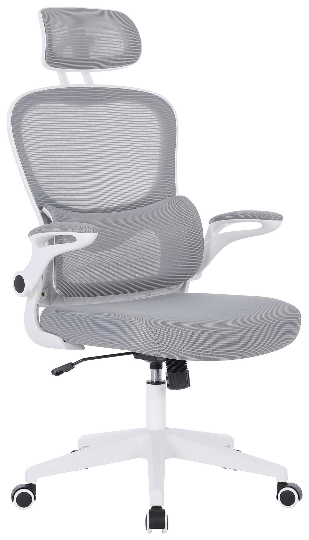 DREHSTUHL  in Netzbespannung Grau, Weiss  - Weiss/Grau, Konventionell, Kunststoff/Textil (63,5/122-132/66cm) - Carryhome