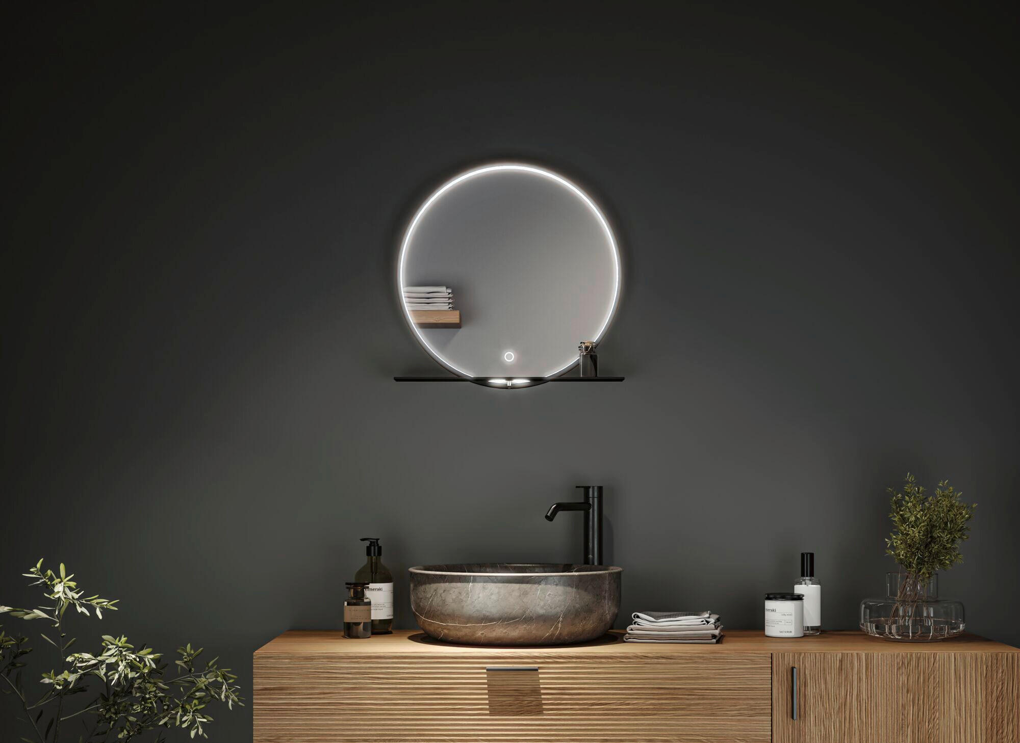 Thumbnail - Paulmann Led-Wandleuchte Miro, Schwarz, Metall, Glas, rund,rund, F, 10.5 cm, Farbtemperaturwechsler, Ablage, Lampen & Le...