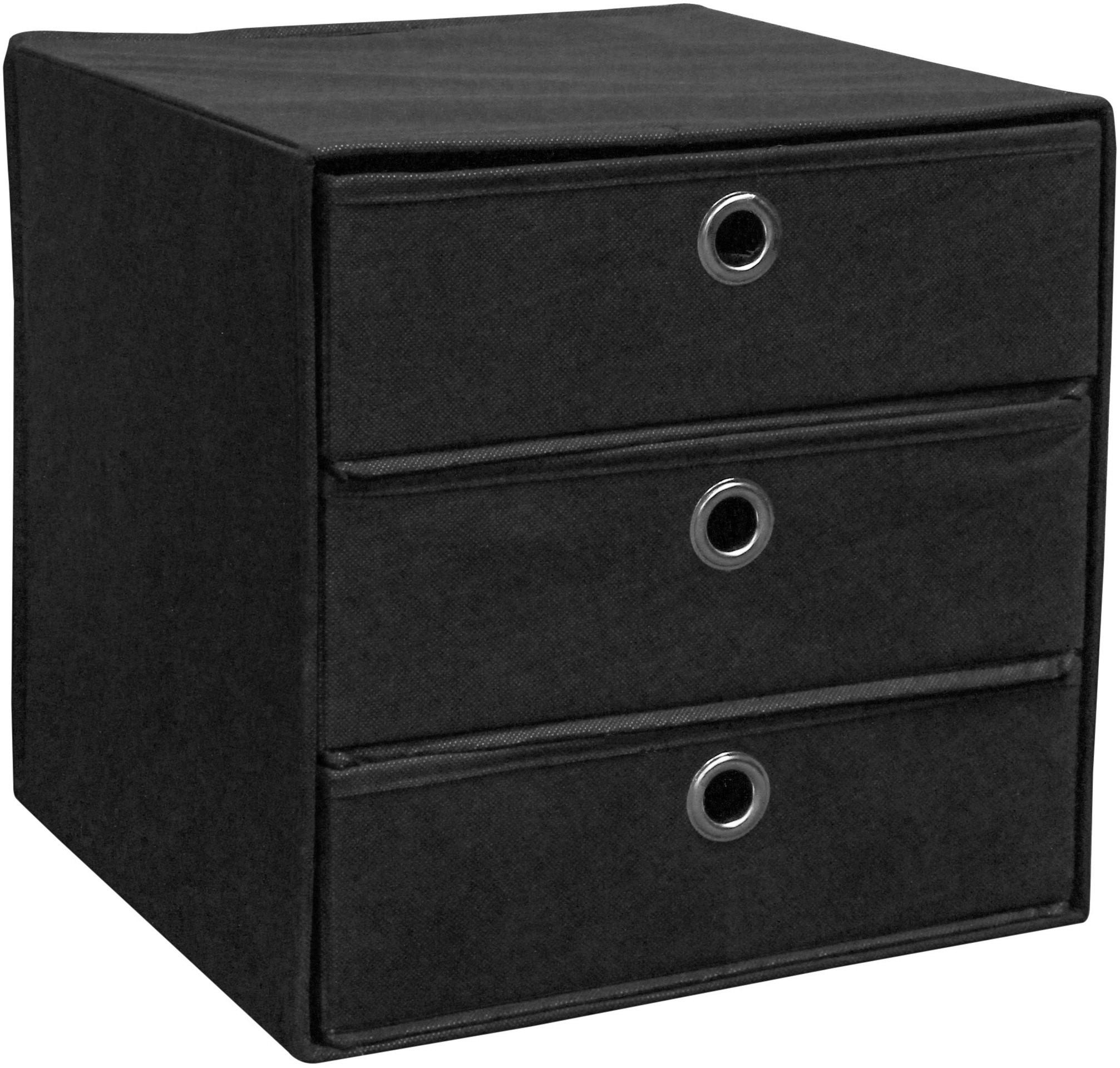 Schubladenbox Lisa Schwarz Vlies 3 Laden Mit Grifflöchern