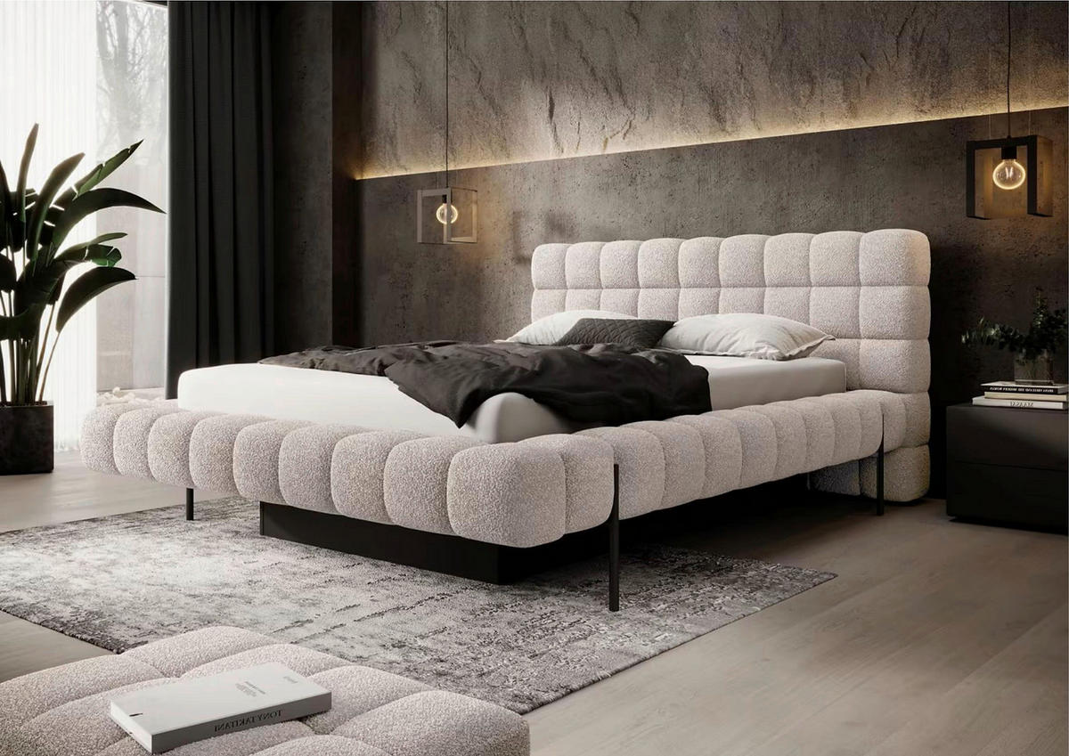 POLSTERBETT Lattenrost, Bettkasten Beige 180/200 cm  - Schwarzbraun/Beige, MODERN, Holz/Metall (180/200cm) - MID.YOU