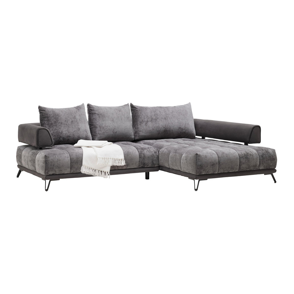 HÖRNSOFFA i grafitfärgad  - grafitfärgad/svart, Modern, metall/textil (262/184cm) - MID.YOU