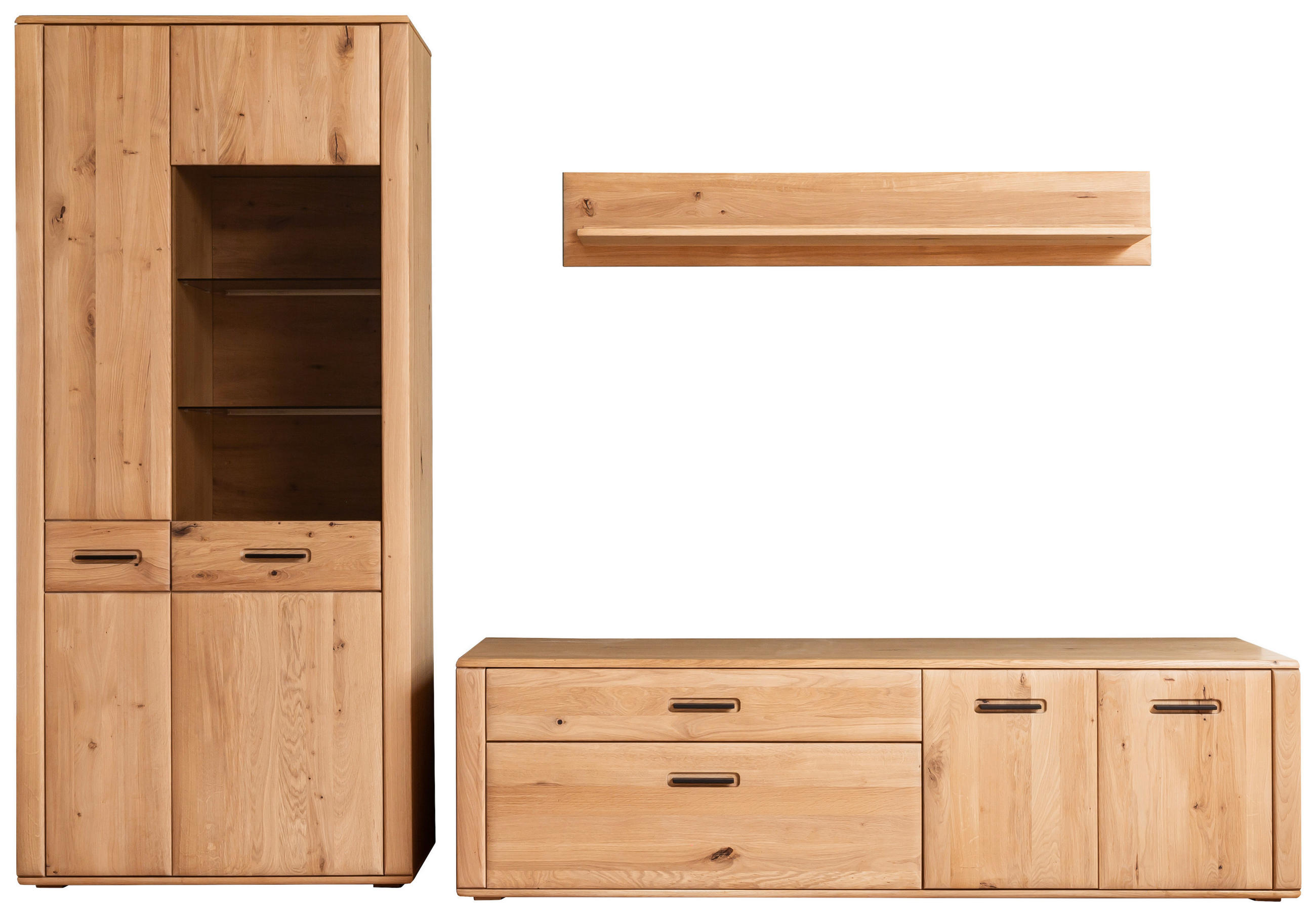 WOHNWAND  in Eichefarben 302/208/50 cm  - Eichefarben/Anthrazit, Konventionell, Glas/Holz (302/208/50cm) - Cantus