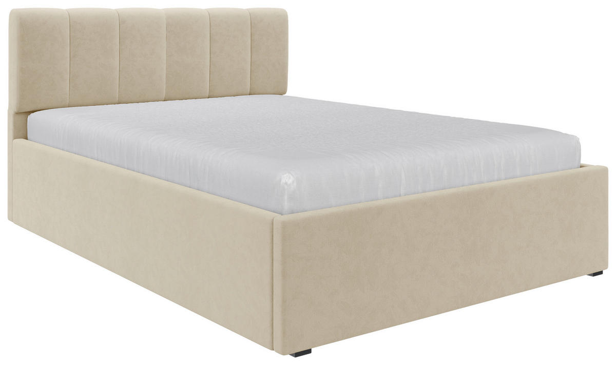 POLSTERBETT 140/200 cm  in Creme  - Creme/Schwarz, Design, Holz/Kunststoff (140/200cm) - Stylife