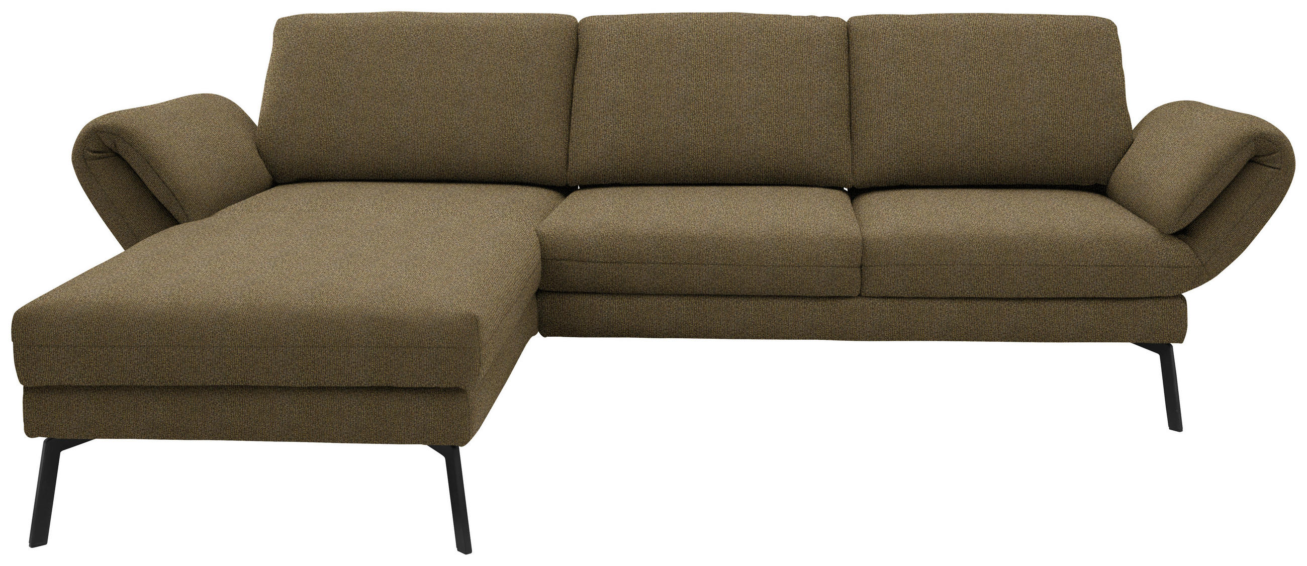 ECKSOFA  in Flachgewebe Khaki  175-224/255-365 cm  - Khaki/Schwarz, Design, Textil/Metall (175-224/255-365cm) - Dieter Knoll