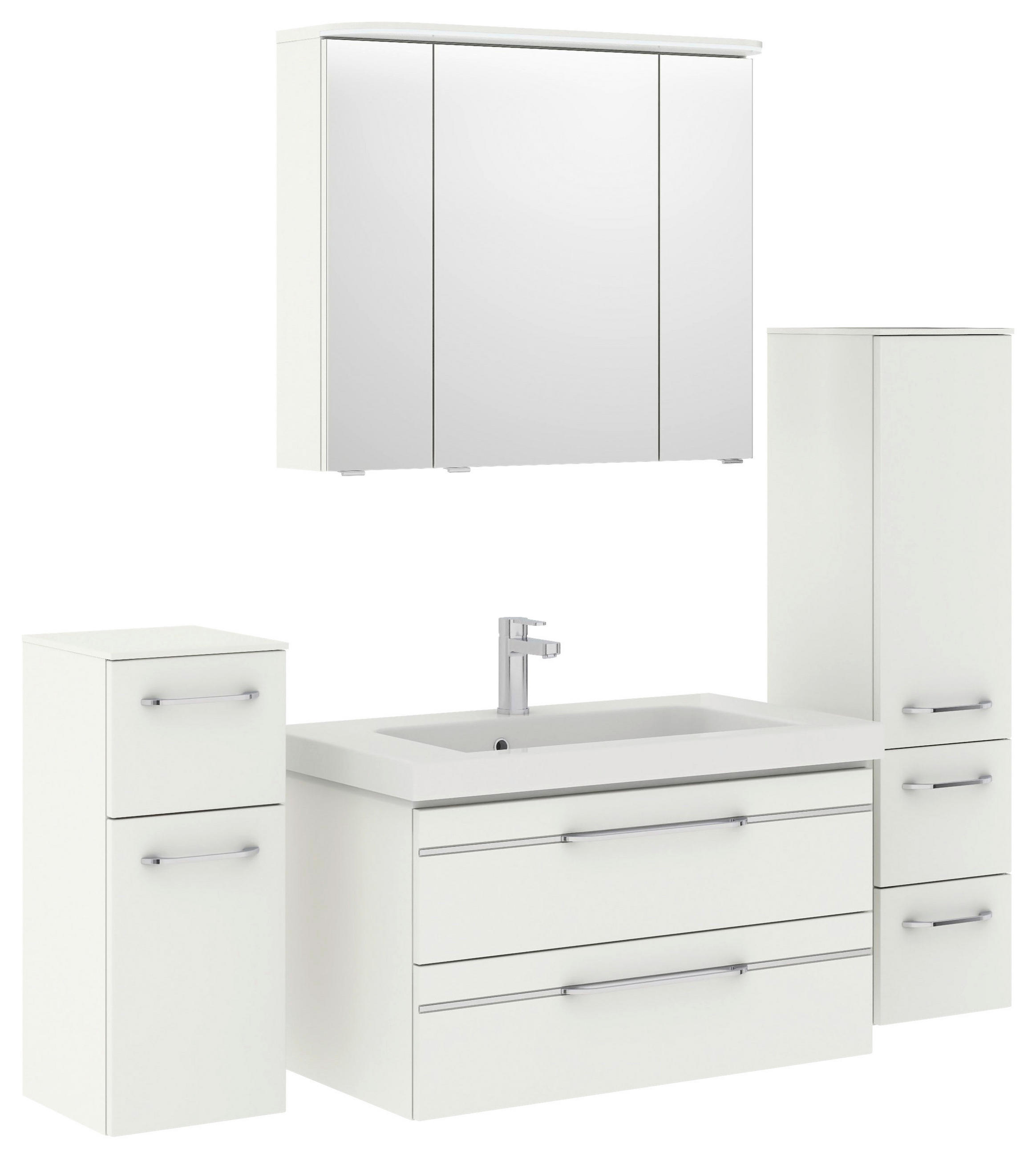 BADEZIMMER 5-teilig  in 152 cm  - Chromfarben/Weiß Hochglanz, KONVENTIONELL, Glas/Holzwerkstoff (152cm) - Pelipal