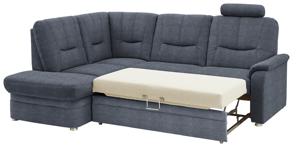 ECKSOFA Chenille Blaugrau  - Blaugrau/Schwarz, Konventionell, Kunststoff/Textil (185/235cm) - Beldomo Comfort