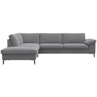 ECKSOFA Grau Chenille, Webstoff, Flachgewebe  - Schwarz/Alufarben, Design, Textil/Metall (225/279cm) - Livetastic
