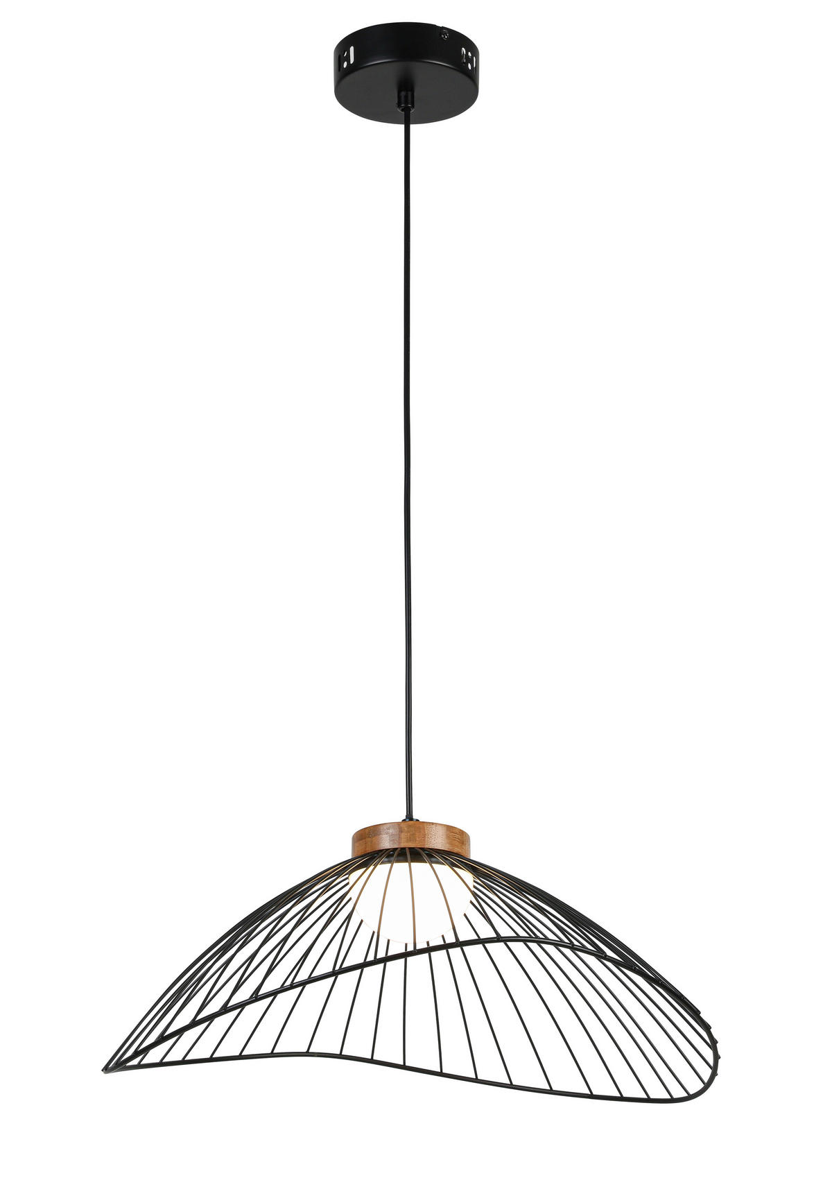 HÄNGELEUCHTE 45/43/22,5 cm  - Schwarz/Naturfarben, Trend, Holz/Kunststoff (45/43/22,5cm) - Collett's Monde