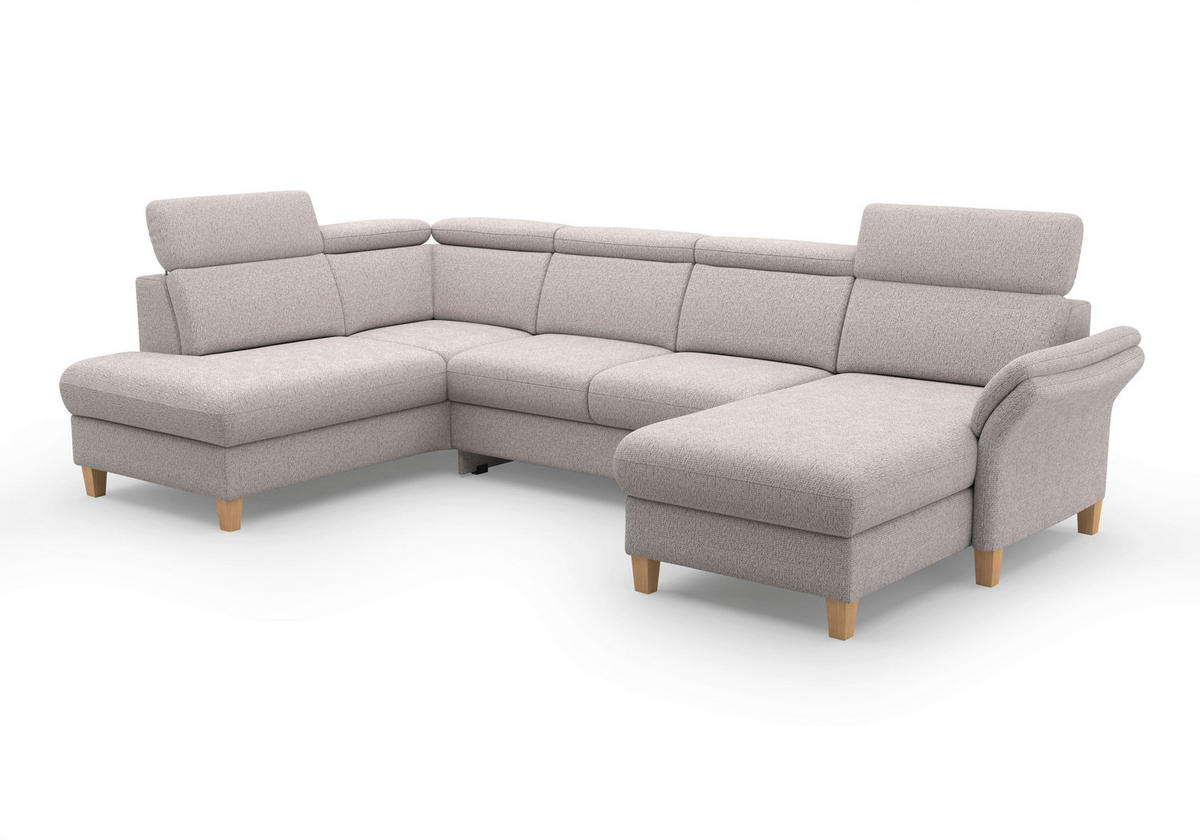 WOHNLANDSCHAFT Chenille Silberfarben  - Eichefarben/Silberfarben, Konventionell, Holz/Textil (193/321/166cm) - Sit & More