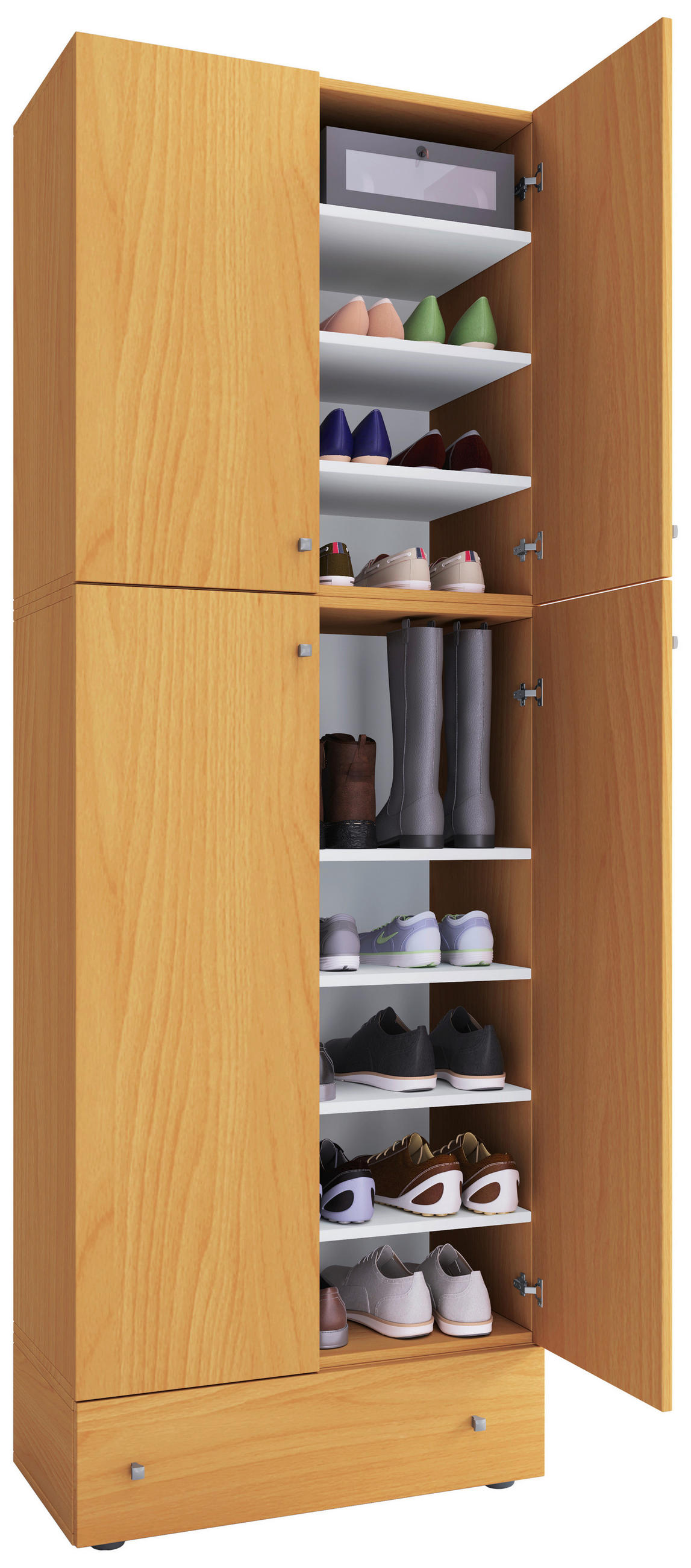 SCHUHSCHRANK 70/200/39 cm  - Buchefarben/Schwarz, MODERN, Holzwerkstoff/Kunststoff (70/200/39cm) - MID.YOU