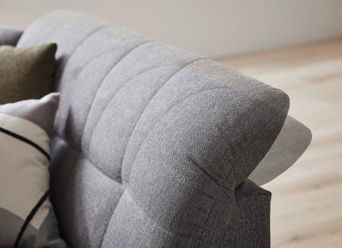 WOHNLANDSCHAFT in Mikrofaser Blau, Grau  - Blau/Schwarz, Design, Textil/Metall (204/350/211cm) - Xora