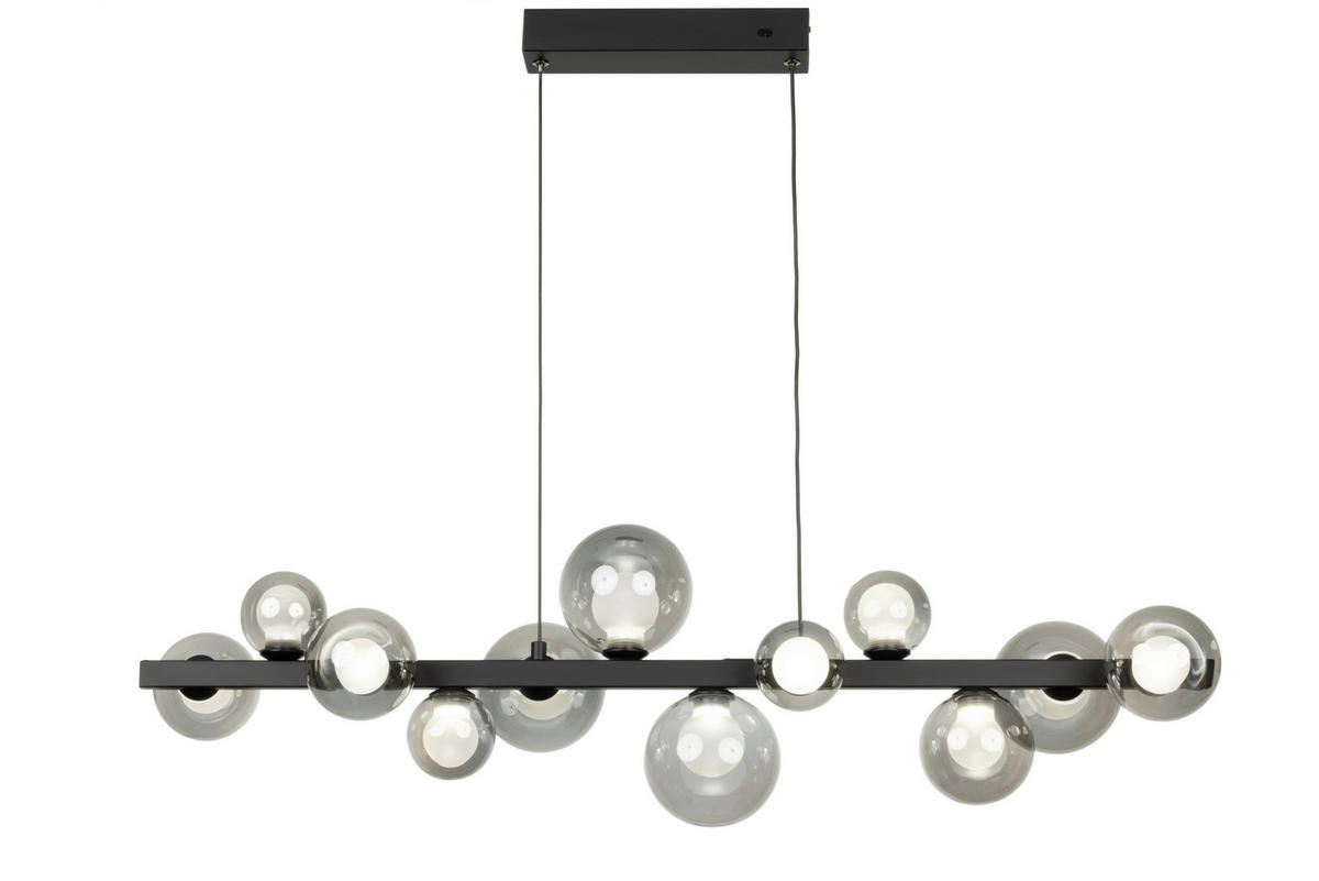 Lampă Suspendată Cu Led 95/27/150 cm  - negru maroniu, Design, sticlă/metal (95/27/150cm) - Dieter Knoll