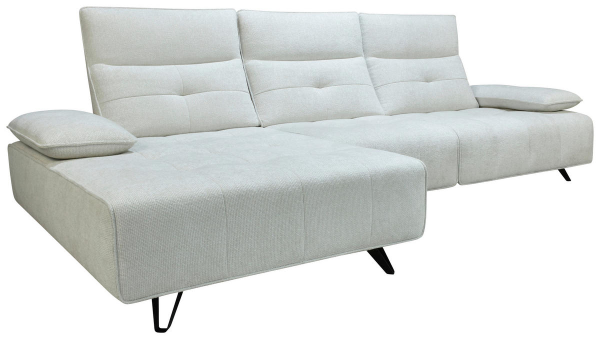 ECKSOFA Creme Chenille  - Creme/Schwarz, Design, Kunststoff/Textil (162/314cm) - Livetastic