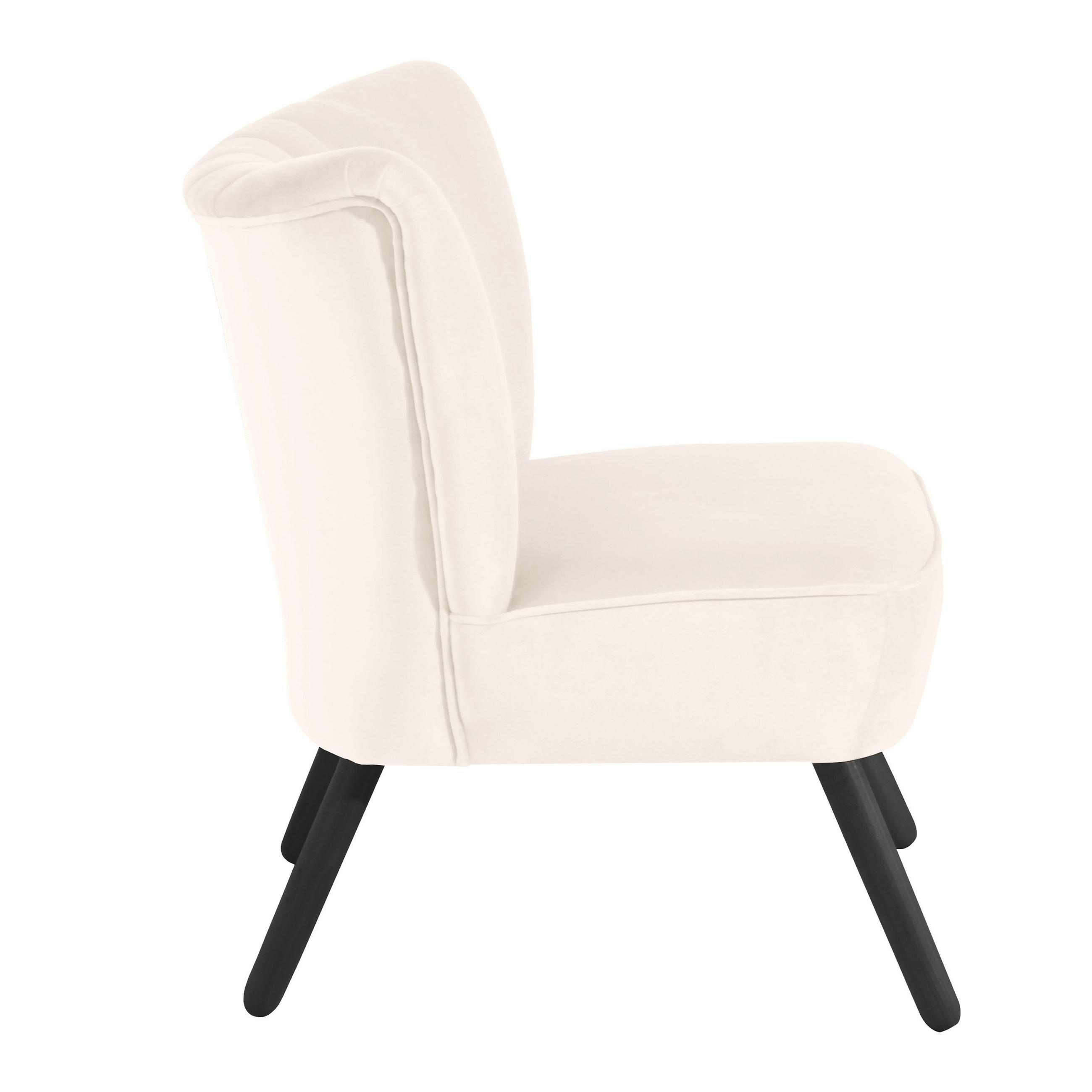 SESSEL in Samt, Velours Creme  - Creme/Schwarz, Design, Holz/Textil (70/80/66cm) - Max Winzer