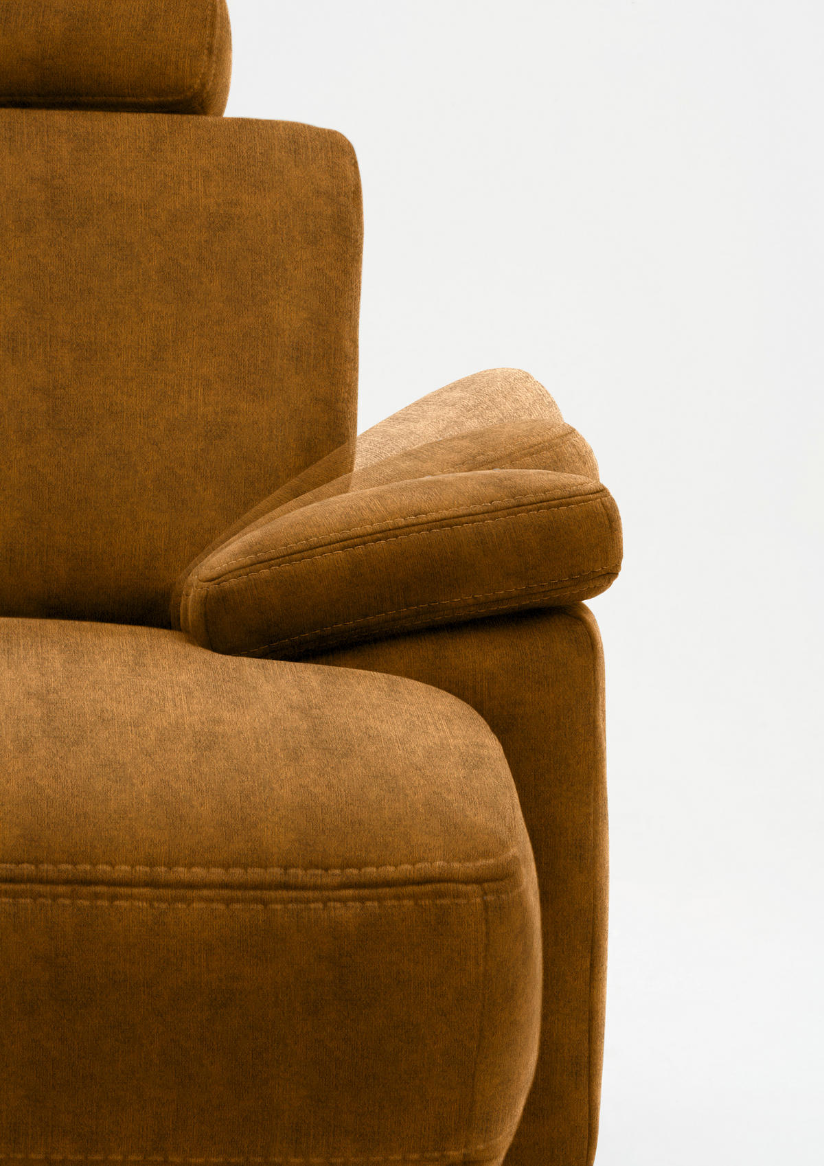 WOHNLANDSCHAFT in Velours Cognac  - Eichefarben/Cognac, Konventionell, Holz/Textil (167/316/235cm) - Beldomo System