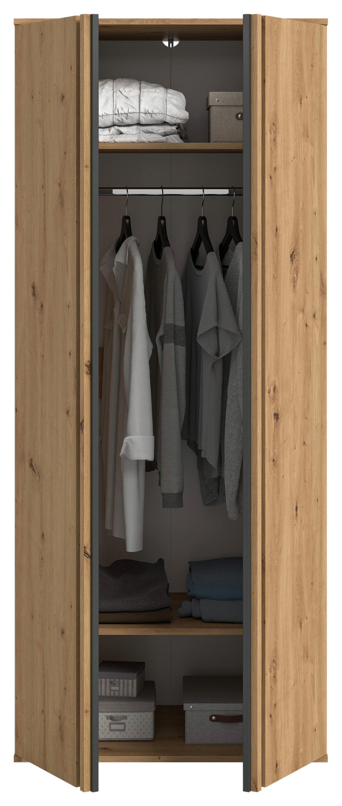 DREHTÜRENSCHRANK 160/190/56 cm,  in Eiche Artisan, 4-türig  - Eiche Artisan, ROMANTIK / LANDHAUS, Holzwerkstoff (160/190/56cm) - Livetastic