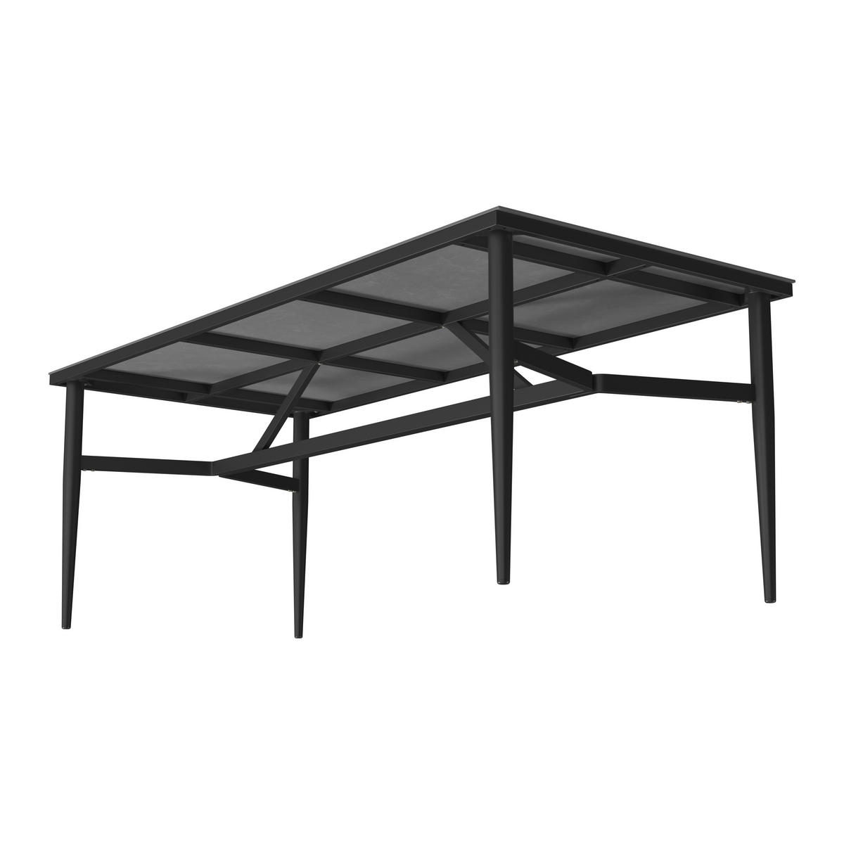 GARTENTISCH 200/73/90 cm Metall, Stein rechteckig  - Dunkelgrau/Anthrazit, MODERN, Stein/Metall (200/73/90cm) - Amatio