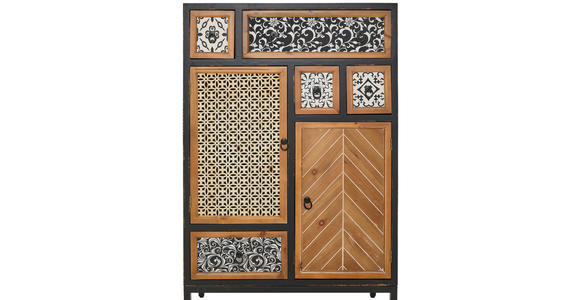KOMMODE  in 80/124,5/38 cm  - Multicolor/Schwarz, ROMANTIK / LANDHAUS, Holz/Holzwerkstoff (80/124,5/38cm) - Landscape