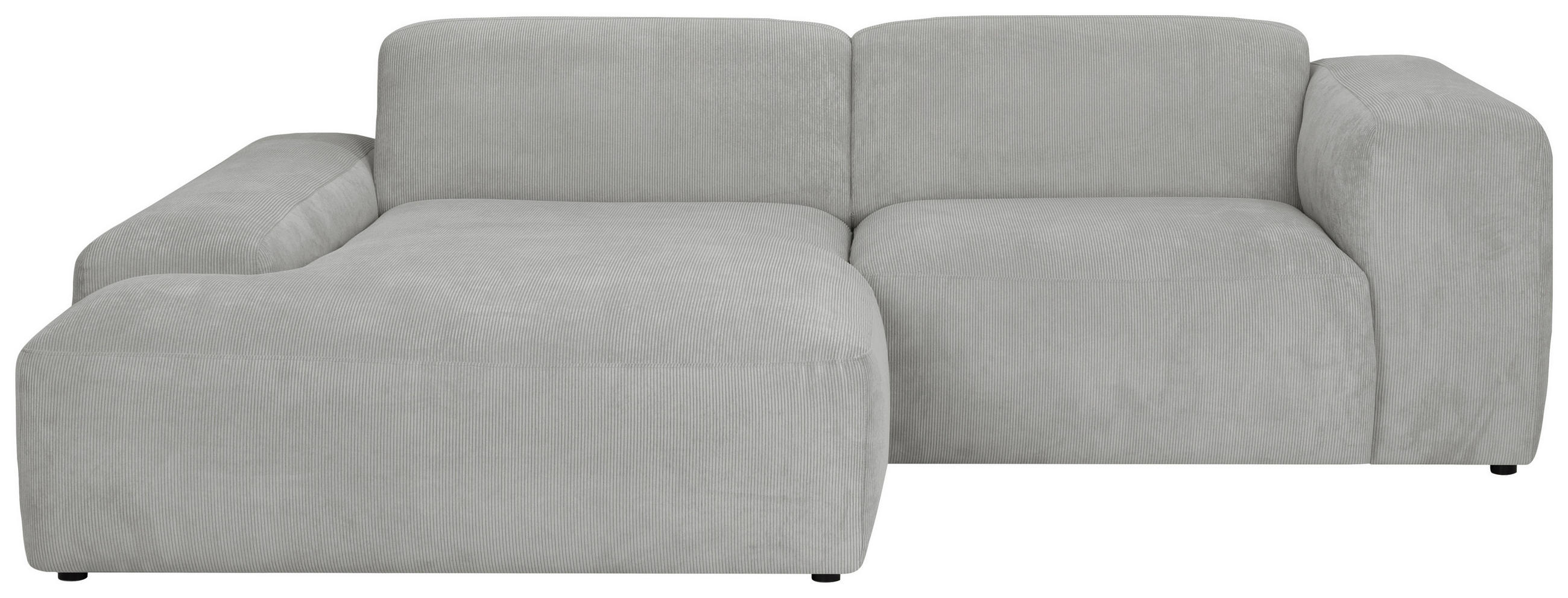 ECKSOFA HANNAH Hellgrau Cord  - Hellgrau/Schwarz, Design, Kunststoff/Textil (170/252cm) - MID.YOU