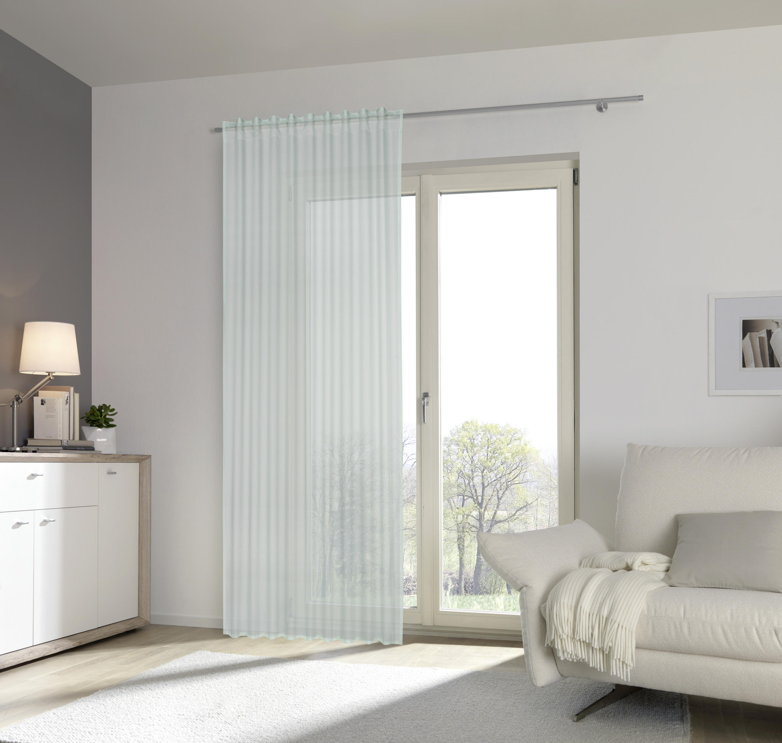 KONČANA ZAVESA  prosojno  140/245 cm   - meta zelena, Basics, tekstil (140/245cm) - Esposa