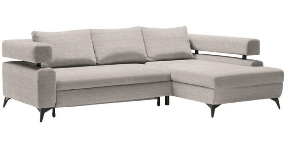 ECKSOFA in Chenille Beige  - Beige/Schwarz, KONVENTIONELL, Textil/Metall (265/184cm) - Hom`in