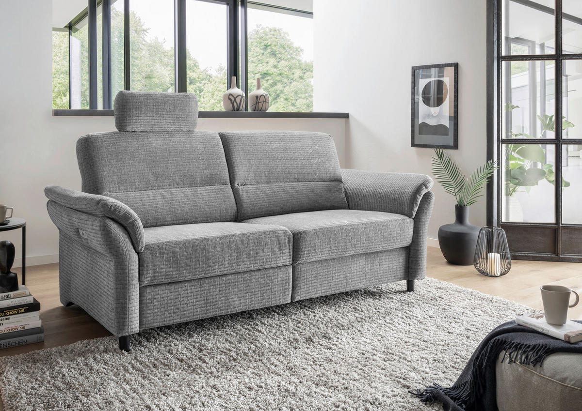 3-SITZER-SOFA in Mikrofaser Grau  - Schwarz/Grau, Modern, Holz/Textil (192/90/89cm) - Livetastic