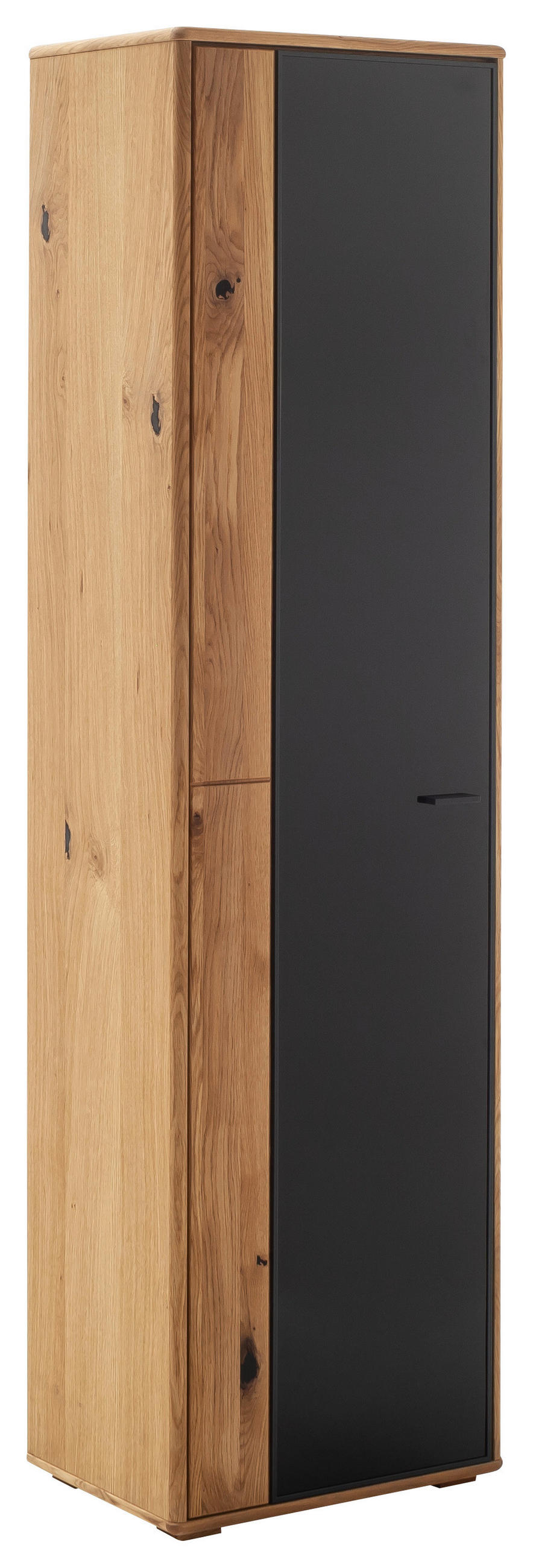 VITRINE in furniert, teilmassiv Balkeneiche Wildeiche  - Wildeiche/Anthrazit, Design, Glas/Holz (52/190/37cm) - MID.YOU