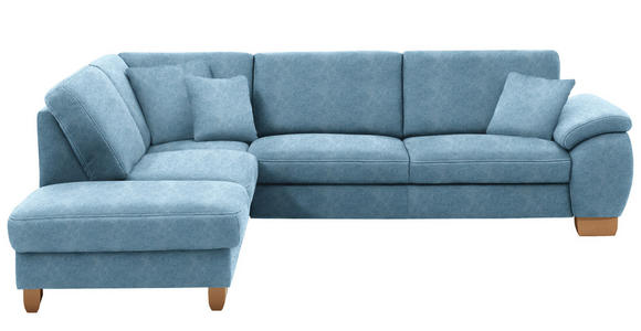 ECKSOFA in Mikrofaser Hellblau  - Wildeiche/Beige, KONVENTIONELL, Holz/Textil (236/286cm) - Voleo