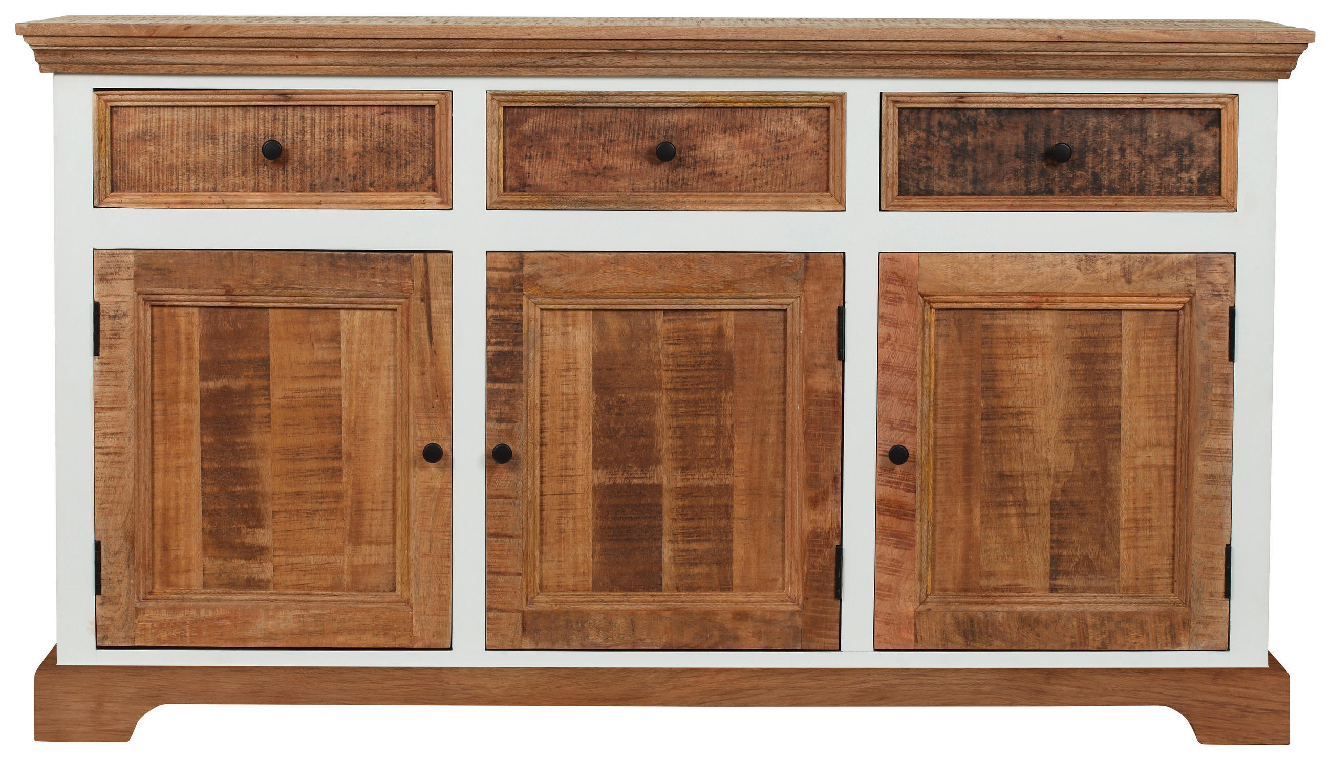 ŠIROKÁ KOMODA, akácia, mangové drevo, prírodná farba, biela, 160/90/45 cm - čierna/biela, Romantik / Landhaus, kov/drevo (160/90/45cm) - Landscape
