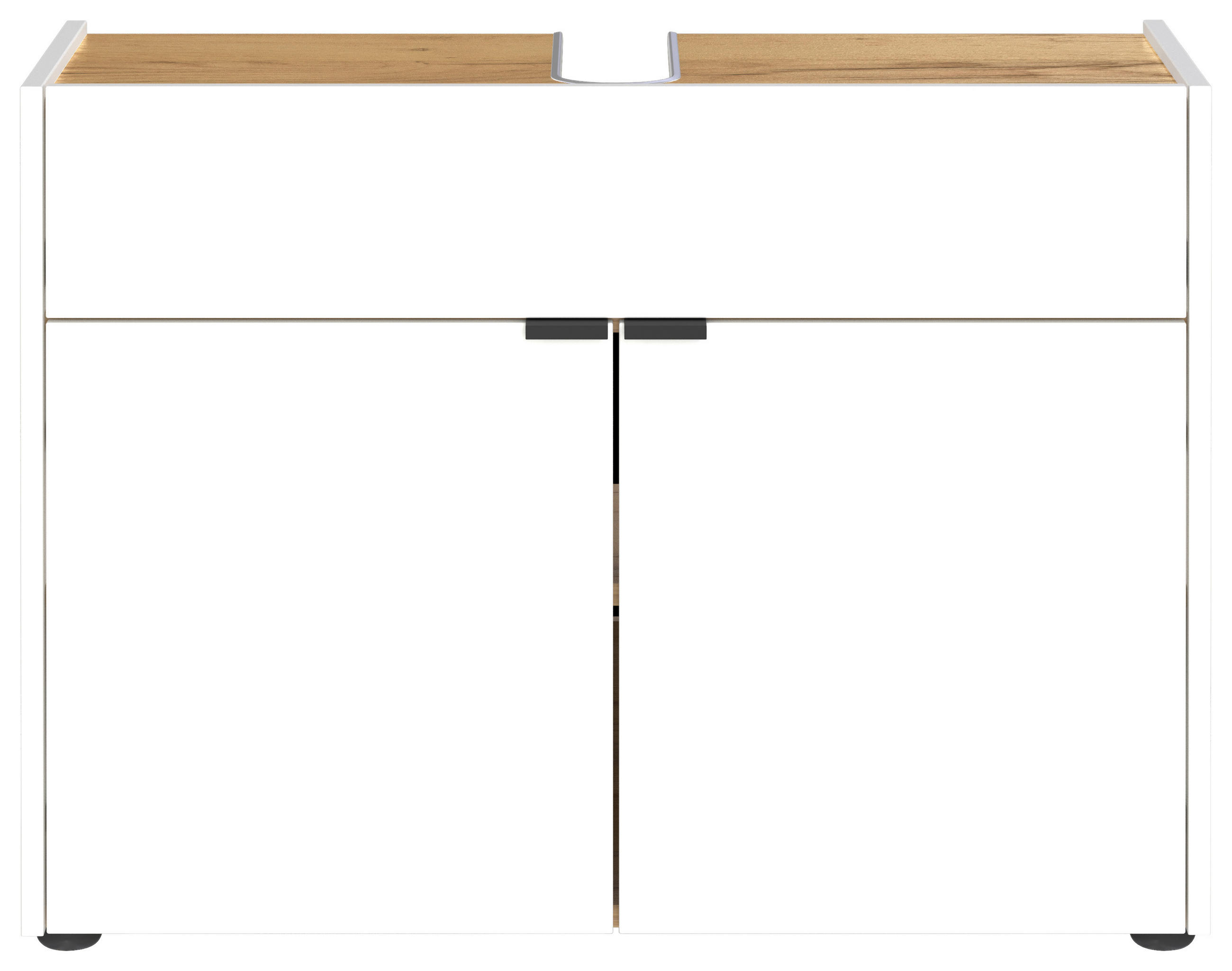 BADEZIMMER 2-teilig in 80 cm - Eichefarben/Schwarz, MODERN, Holzwerkstoff/Kunststoff (80cm) - Germania