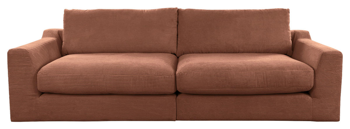 BIGSOFA in Cord Kupferfarben  - Schwarz/Kupferfarben, Design, Kunststoff/Textil (276/90/109cm) - home24