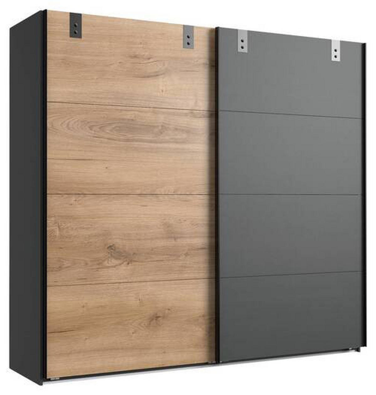SCHWEBETÜRENSCHRANK in Graphitfarben, Eichefarben  - Eichefarben/Graphitfarben, Lifestyle, Holzwerkstoff/Metall (225/210/65cm) - MID.YOU