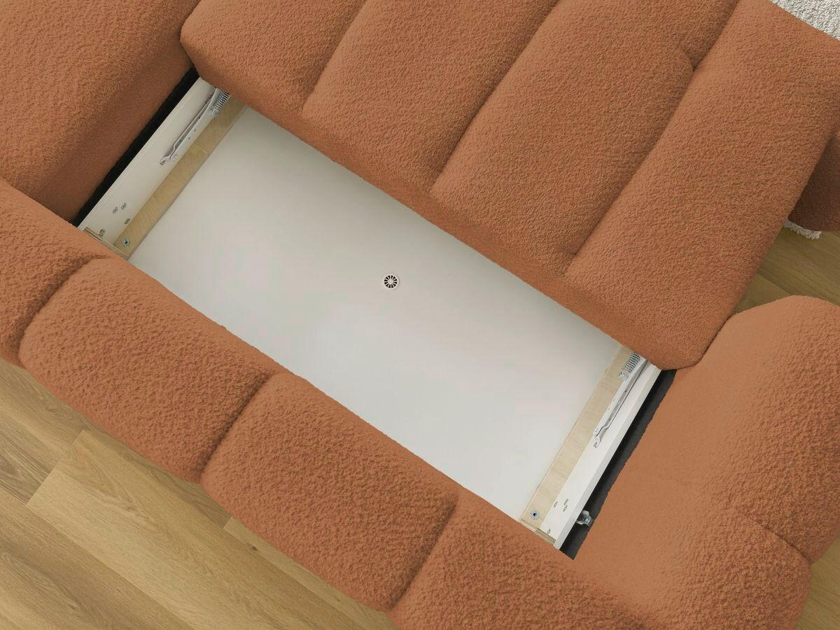 ECKSCHLAFSOFA FUJI Bouclé Orange  inkl.  - Schwarz/Orange, MODERN, Kunststoff/Textil (292/160cm)