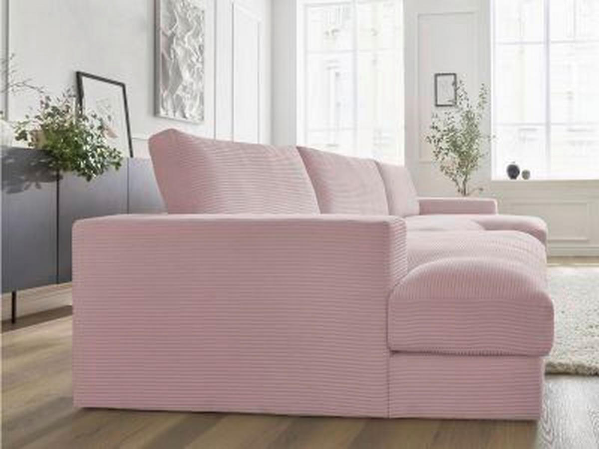 WOHNLANDSCHAFT LEONARD Lila Cord  - Lila/Schwarz, MODERN, Kunststoff/Textil (159/404/159cm)