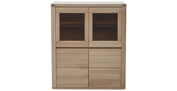 HIGHBOARD Alteiche 118/140/38 cm - Alteiche/Grau, KONVENTIONELL, Glas/Holz (118/140/38cm) - Voleo