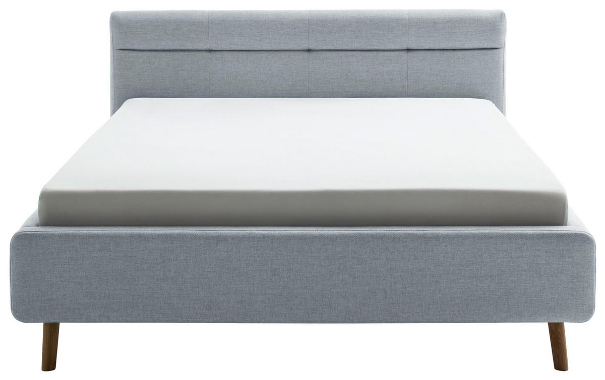 POLSTERBETT 180/200 cm  in Pastellblau  - Pastellblau/Eichefarben, Konventionell, Holz/Textil (180/200cm) - Boxxx