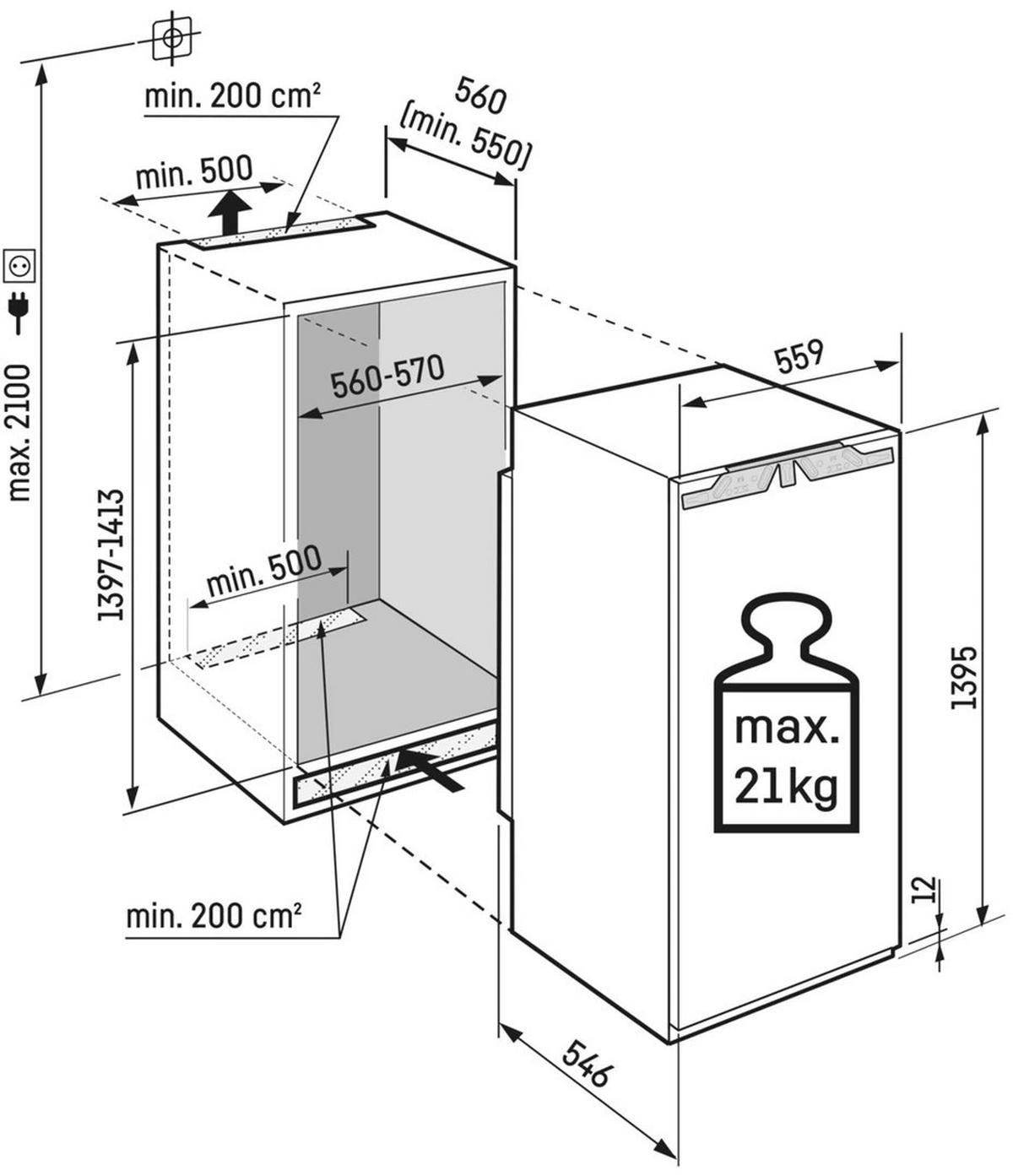 KÜHLSCHRANK 55,9/139,5/54,6 cm IRBci4571  - Weiß, Basics, Glas/Kunststoff (55,9/139,5/54,6cm) - Liebherr