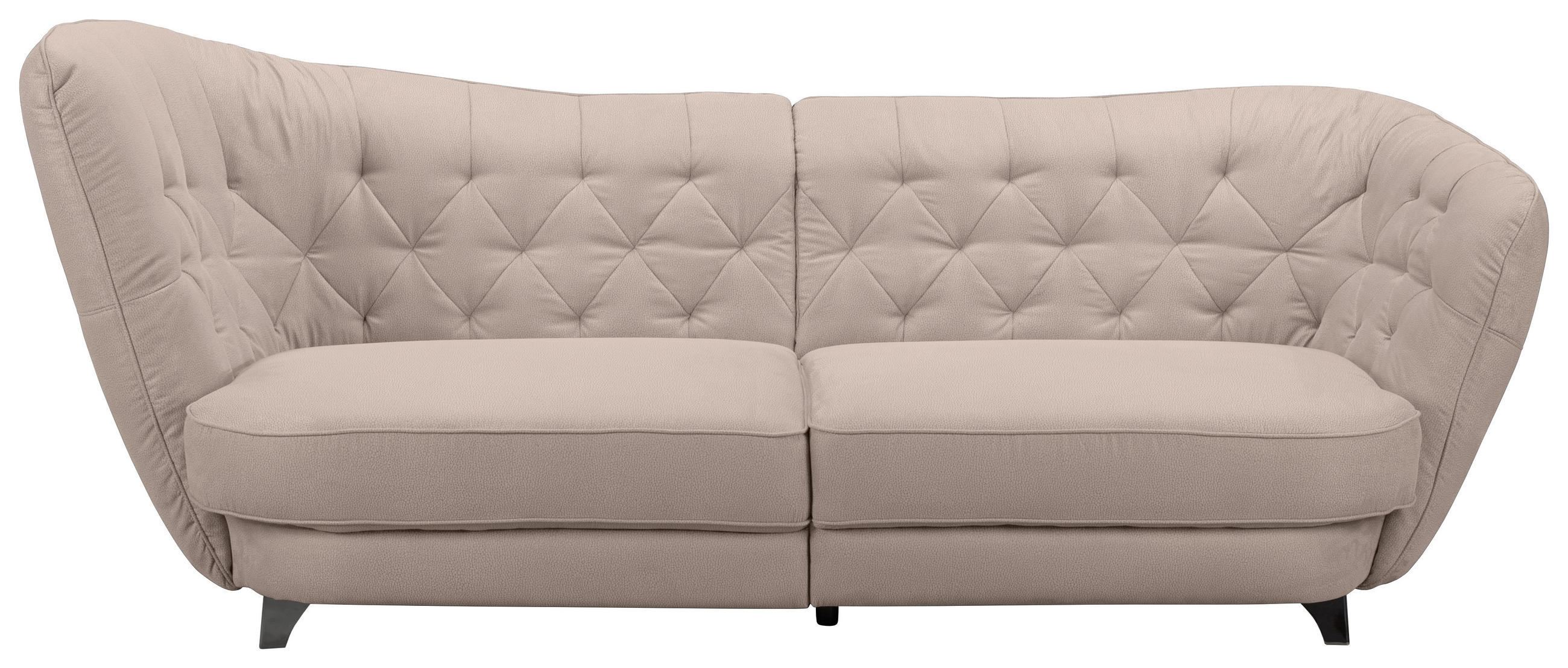 BIGSOFA Flachgewebe Creme  - Chromfarben/Creme, Modern, Textil/Metall (256/85/115cm) - MID.YOU