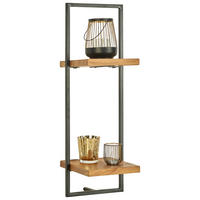 WANDREGAL Akazie massiv Schwarz, Akaziefarben  - Schwarz/Akaziefarben, Trend, Holz/Metall (25/75/25cm) - Landscape